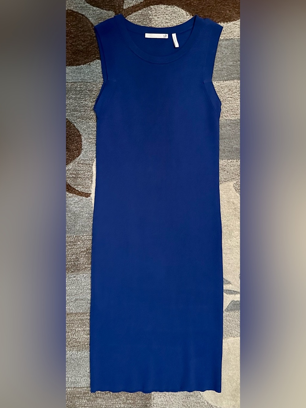 Helmut Lang Sleeveless Crew Neck Bodycon Knit Dress in Azurite Blue - Picture 3 of 12